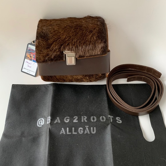 NWT @Bag2Roots Camel hair & Teak Bag - Picture 4 of 6